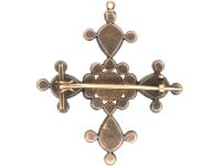 Georgian 9ct Gold, Flat Cut Garnet Cross Brooch