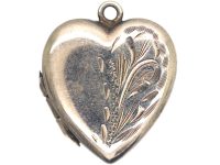 Silver Heart Shaped Locket with Engraved Detail