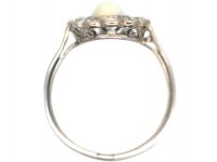 Art Deco Platinum, Opal & Diamond Cluster Ring