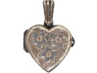 Silver Heart Shaped Locket with Flower Power Detail