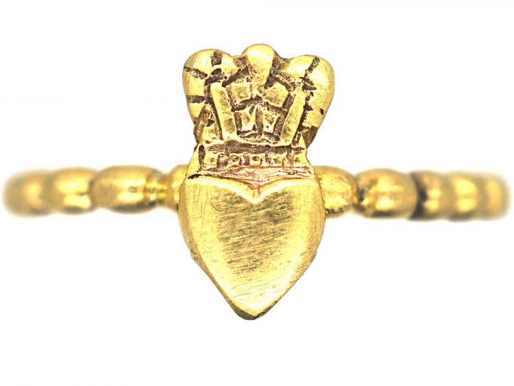 Georgian 18ct Gold Ring with Heart & Crown