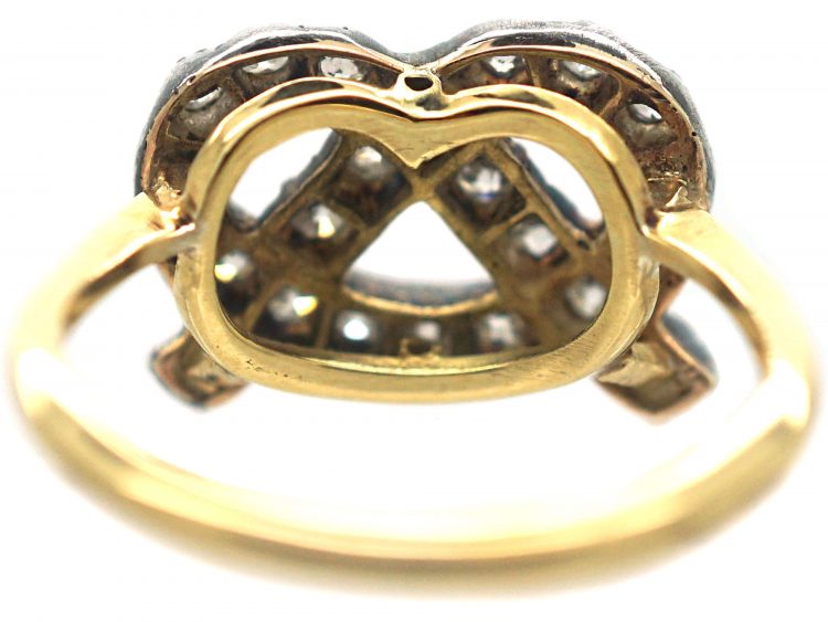 18ct Gold, Silver & Diamond Lover's Knot or Stafford Knot Ring