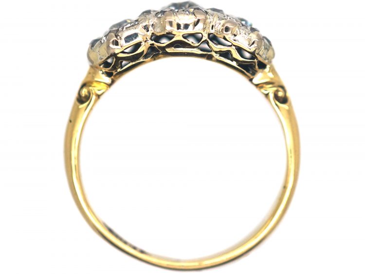 Victorian 18ct Gold & Diamond Triple Cluster Ring