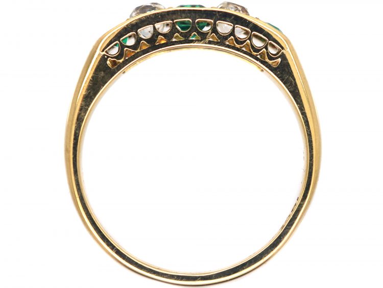 Edwardian 18ct Gold, Diamond & Emerald Ring