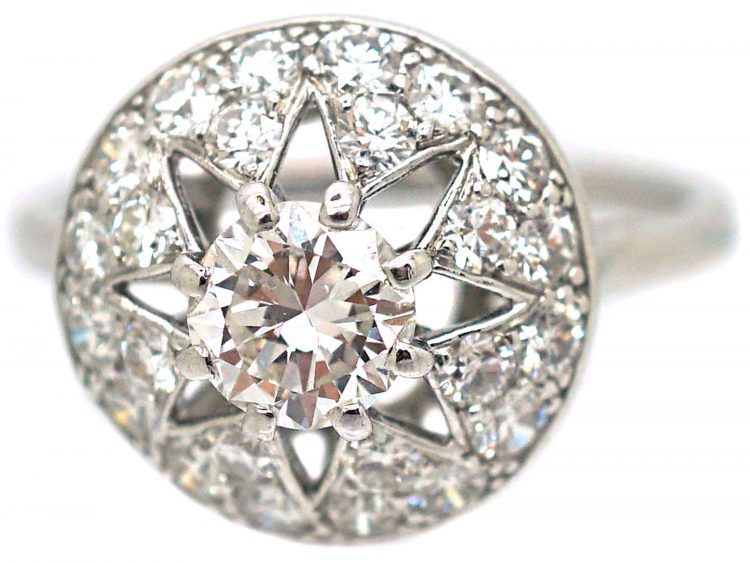 French Platinum Diamond Cluster Ring by Cartier, Paris