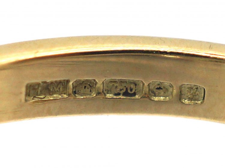 18ct Gold Peridot & Diamond Three Stone Ring