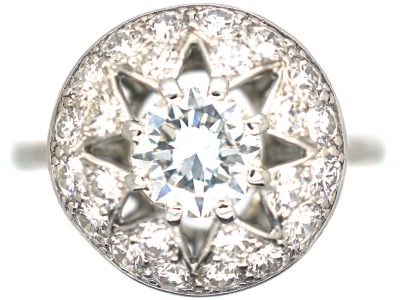 French Platinum Diamond Cluster Ring by Cartier, Paris