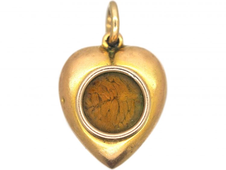 Edwardian 15ct Gold, Red Enamel & Natural Split Pearl Heart Pendant