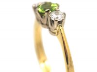 18ct Gold Peridot & Diamond Three Stone Ring