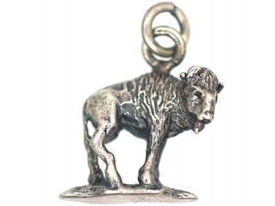 Silver Bison Charm