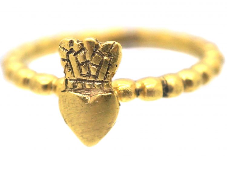 Georgian 18ct Gold Ring with Heart & Crown