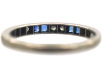 Art Deco 18ct White Gold, Sapphire & Diamond Half Eternity Ring