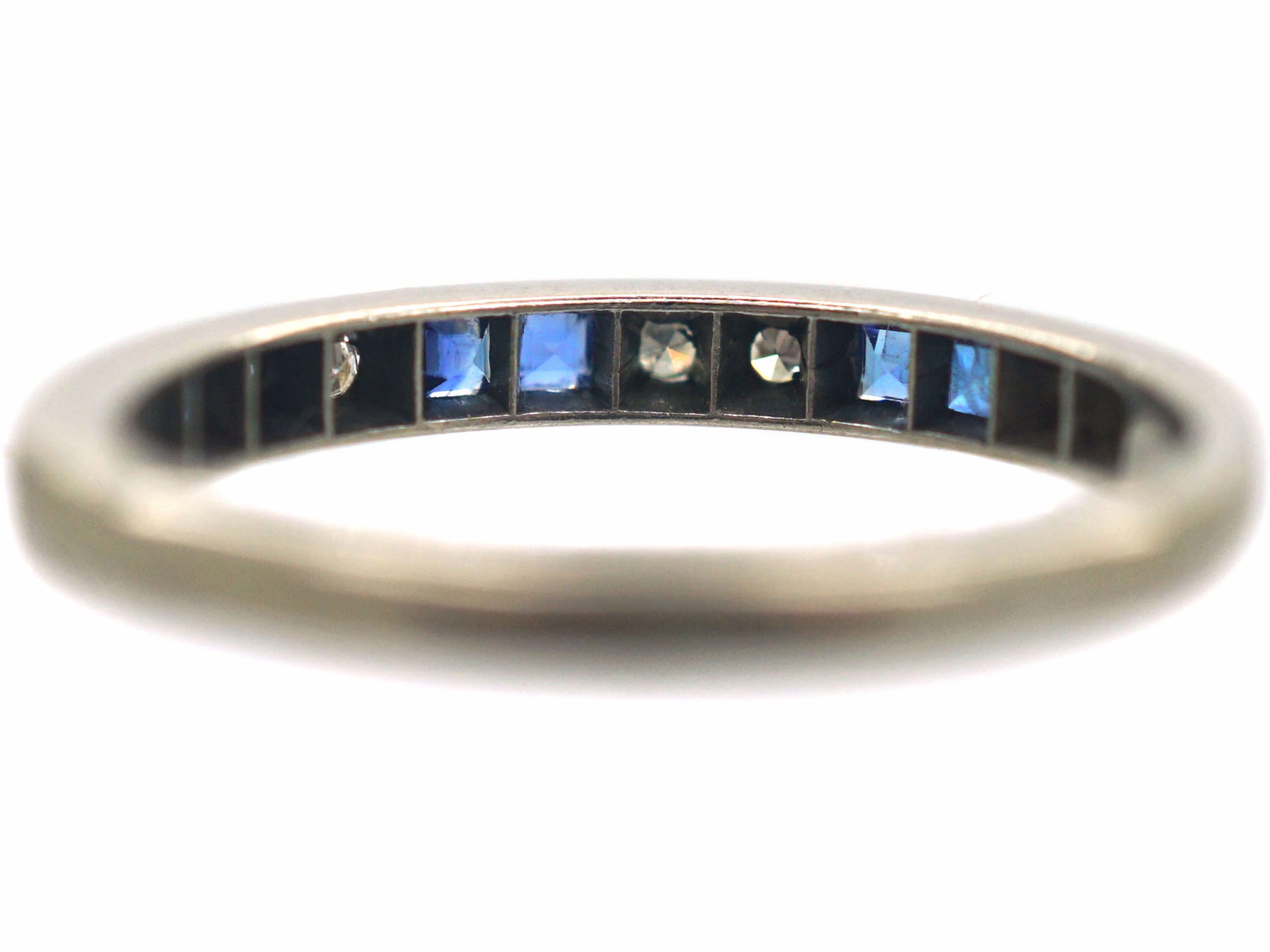 18ct White Gold 0.36ct Pavé Set Sapphire and Diamond Half Eternity Ring