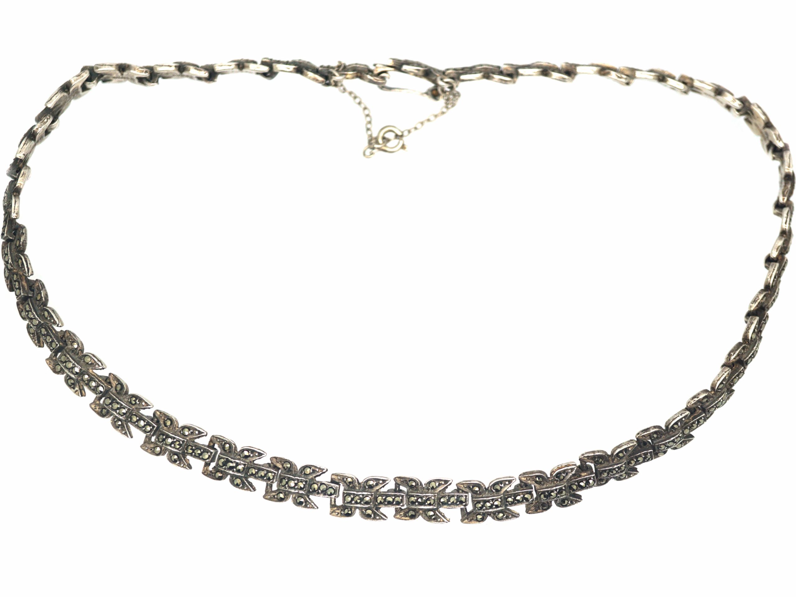 Art Deco Silver & Marcasite Necklace (218R) | The Antique Jewellery Company