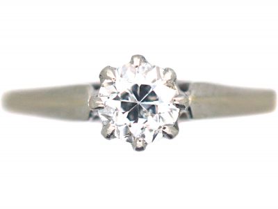 Art Deco 18ct Gold & Platinum, Diamond Solitaire Ring