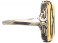 Art Deco Silver & Rectangular Citrine Ring