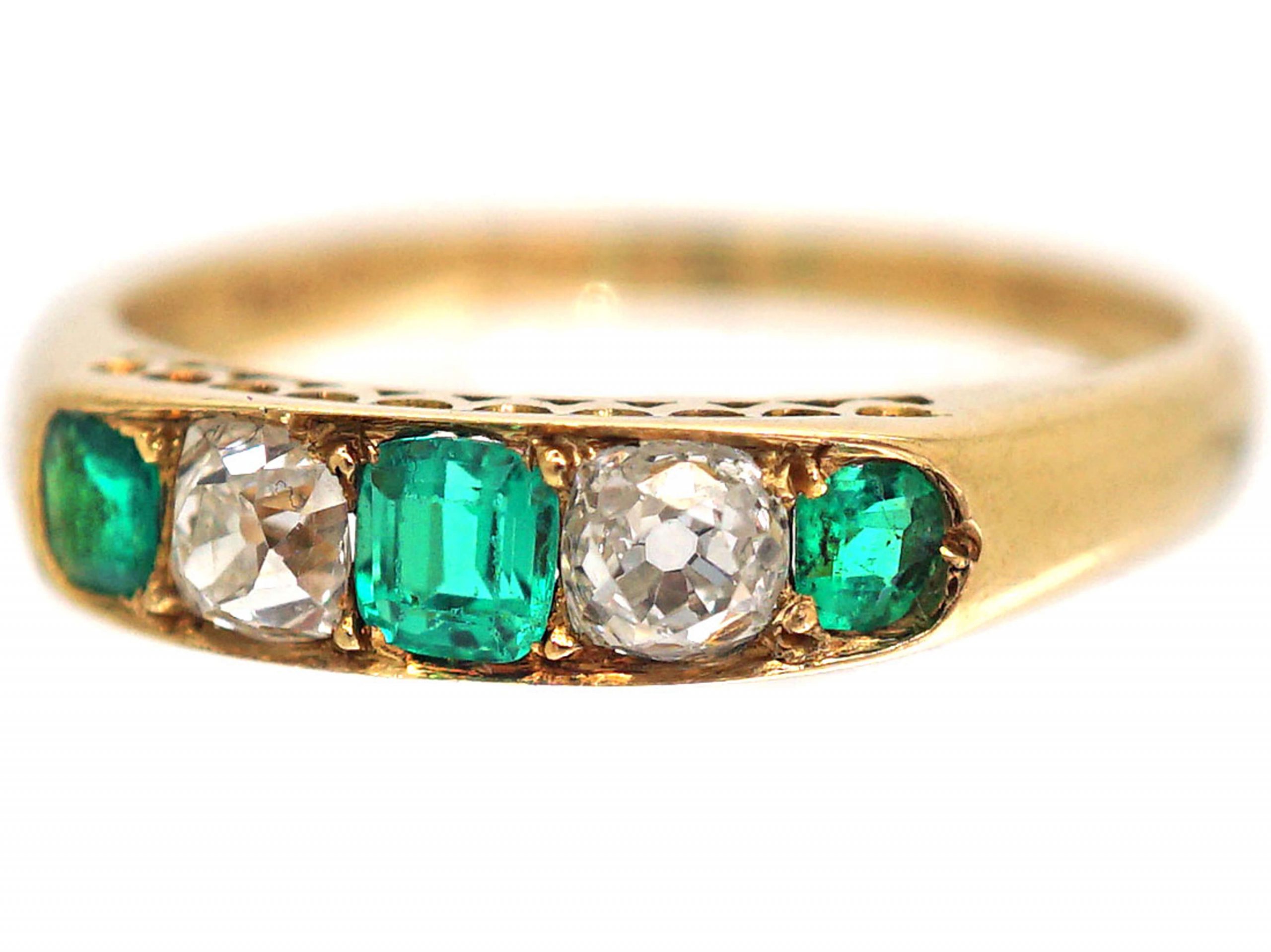 Edwardian 18ct Gold, Diamond & Emerald Ring (490R) | The Antique ...