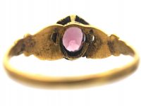 Regency 18ct Gold Fede Ring set with a Garnet with a Hand on Either Side