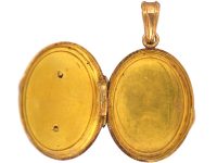 French 19th Century 18ct Gold Oval Locket with Natural Split Pearl Flower Motif