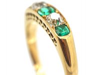 Edwardian 18ct Gold, Diamond & Emerald Ring