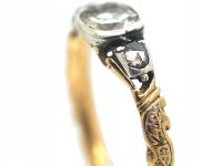 Georgian Rock Crystal & Diamond Mourning Ring Dated 1752
