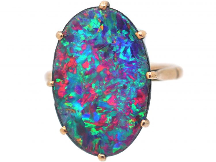 Art Deco 14ct Gold, Opal Doublet Ring