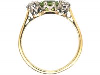 Edwardian 18ct Gold, Peridot & Diamond Three Stone Ring