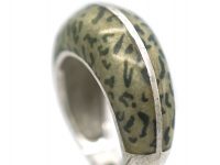 Silver & Leopard Print Enamel Ring