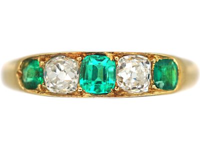 Edwardian 18ct Gold, Diamond & Emerald Ring