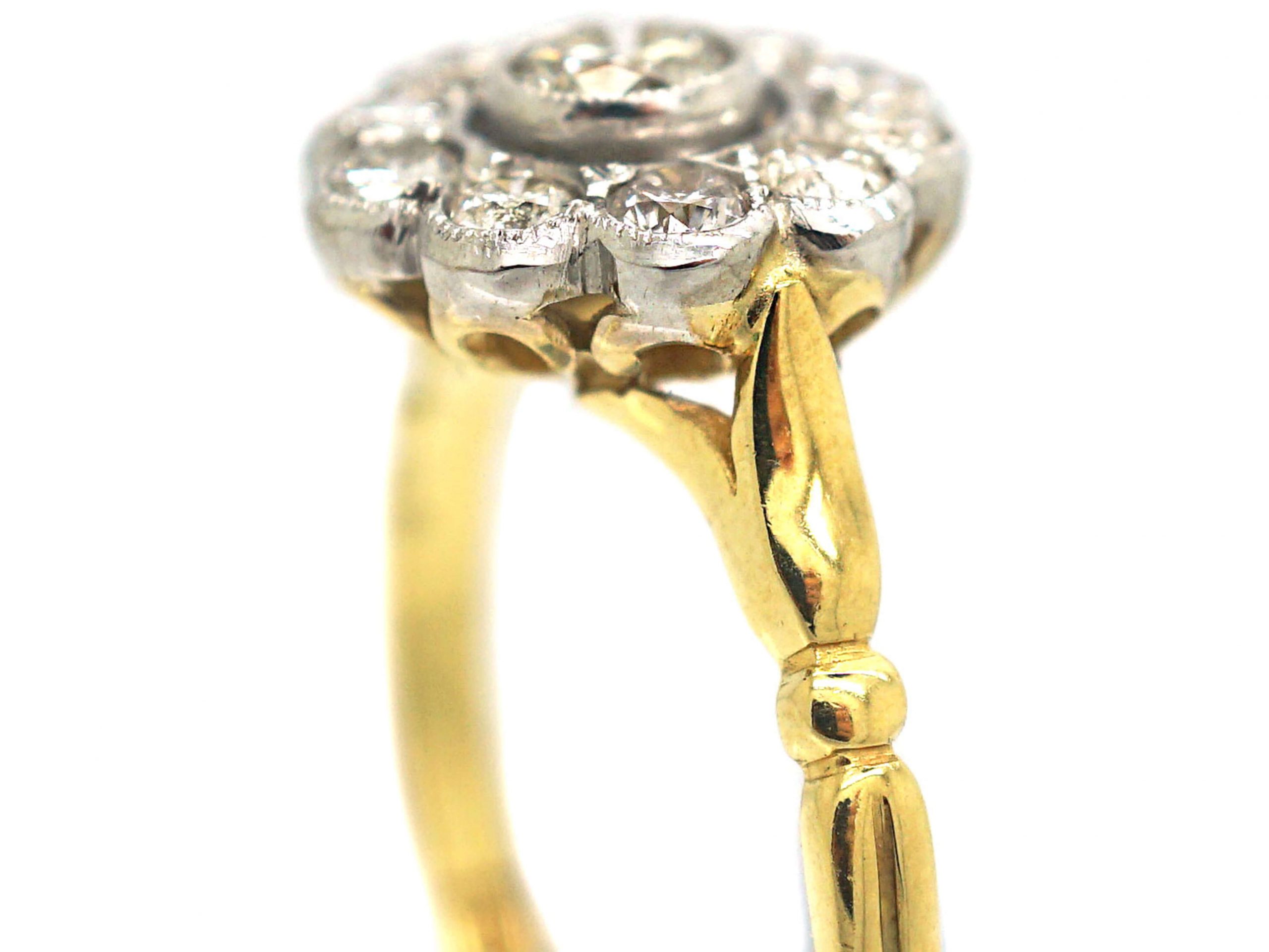 Gold, Platinum & Diamond Daisy Cluster Antique Ring