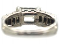 French Art Deco 18ct White Gold, East-West Emerald Cut Diamond Seven Stone Ring