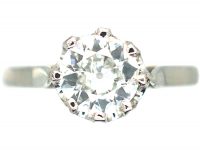 French Art Deco Platinum & Solitaire Diamond Ring
