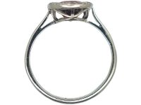 Art Deco Platinum, Almandine Garnet & Diamond Oval Cluster Ring