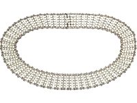 Norwegian Silver & White Enamel Collar Necklace by Einar Modahl