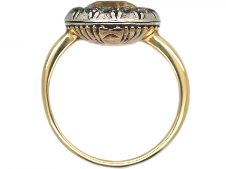 Georgian Gold, Foiled Citrine & White Topaz Cluster Ring