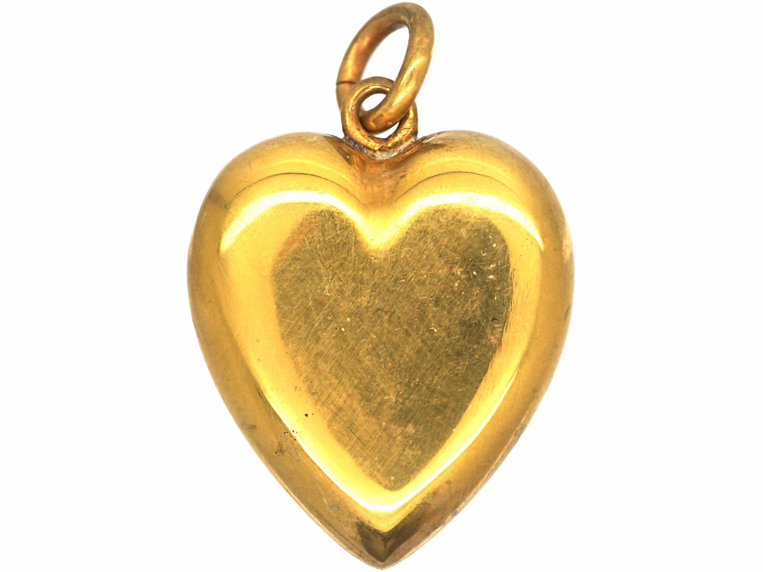 Edwardian 18ct Gold Heart Shaped Pendant (541R) | The Antique Jewellery ...