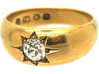 Victorian 18ct Gold & Diamond Solitaire Gypsy Ring