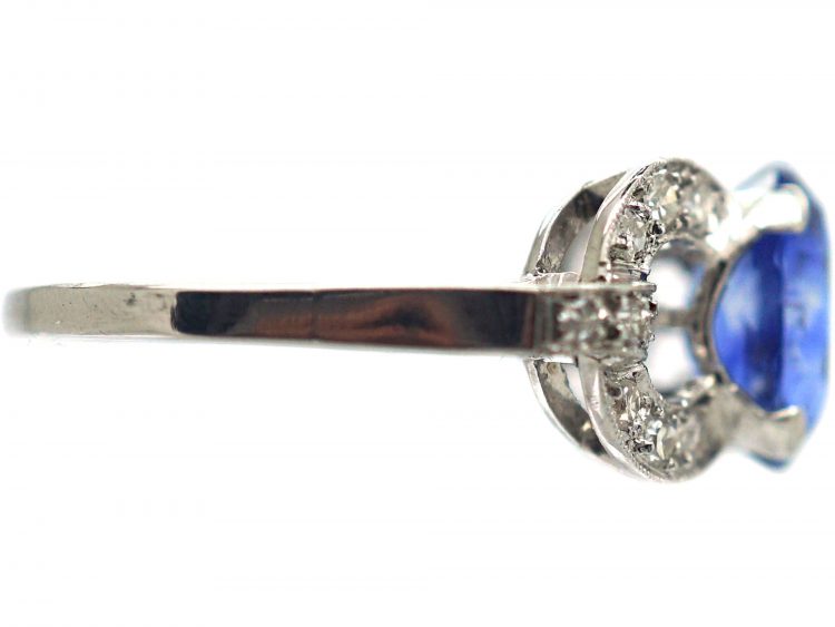 Art Deco Platinum, Sapphire & Diamond Stylised Bow Ring