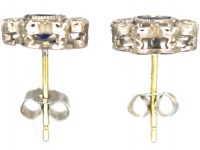 18ct White Gold, Sapphire & Diamond Flower Cluster Earrings