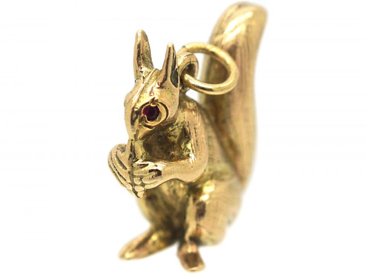 9ct Gold Squirrel Pendant with Ruby Eyes