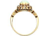 Edwardian 18ct Gold, Opal  & Rose Diamond Cluster Ring