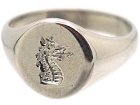 18ct White Gold Signet Ring with Intaglio of a Griffin