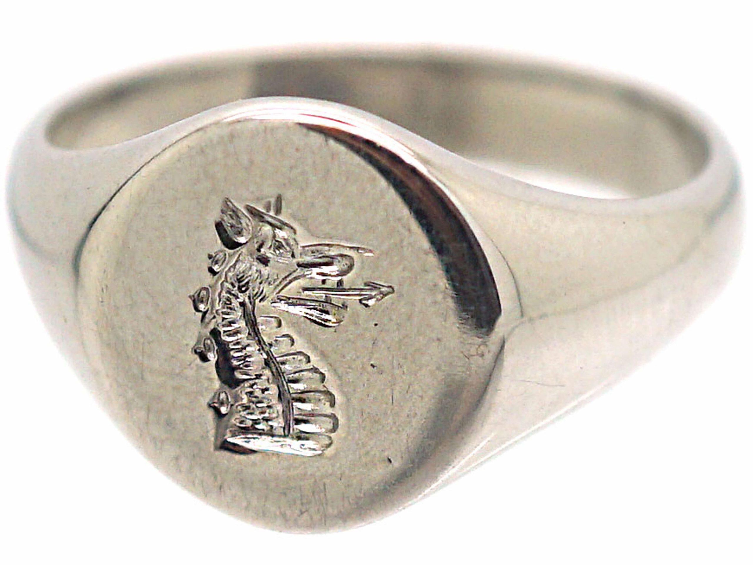 18ct White Gold Signet Ring with Intaglio of a Griffin (529R) | The ...