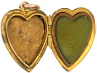 Edwardian 9ct Gold Back & Front Heart Shaped Locket set with Paste