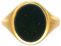 18ct Gold Signet Ring set with a Bloodstone