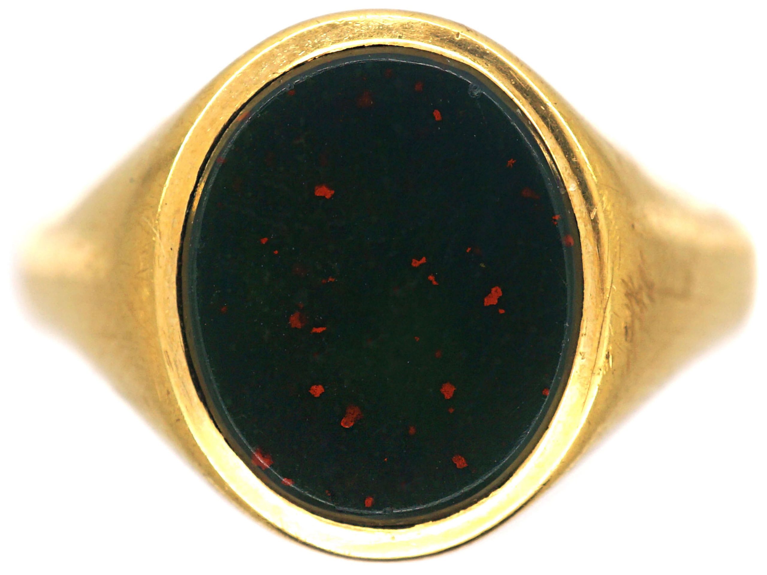 18ct Gold Signet Ring set with a Bloodstone