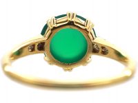 Art Deco 15ct Gold & Platinum Ring set with Green Chalcedony with Diamond set Shoulders