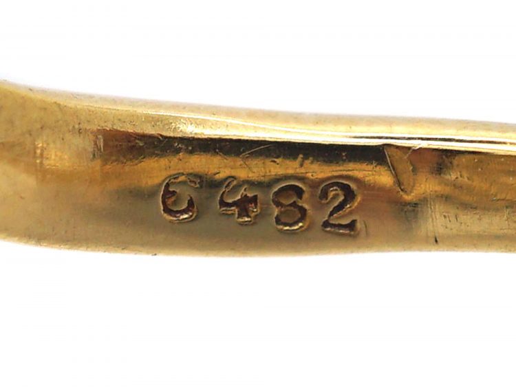 French Art Nouveau 18ct Gold & Platinum, Catherine Wheel Design Diamond Set Ring