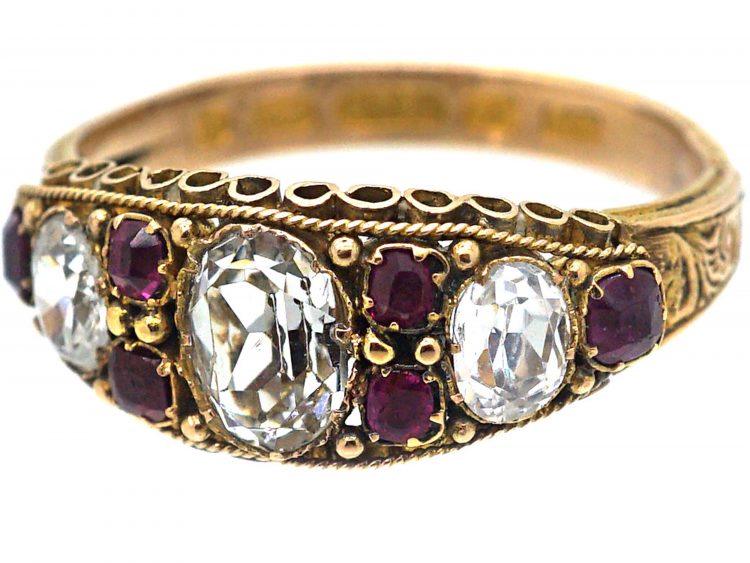 Early Victorian, 15ct Gold, Ruby & Rock Crystal Ring