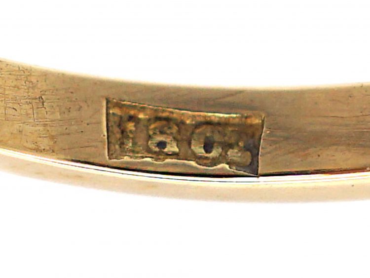 Art Deco 18ct Gold & Platinum, Square Cut Sapphire & Diamond Ring